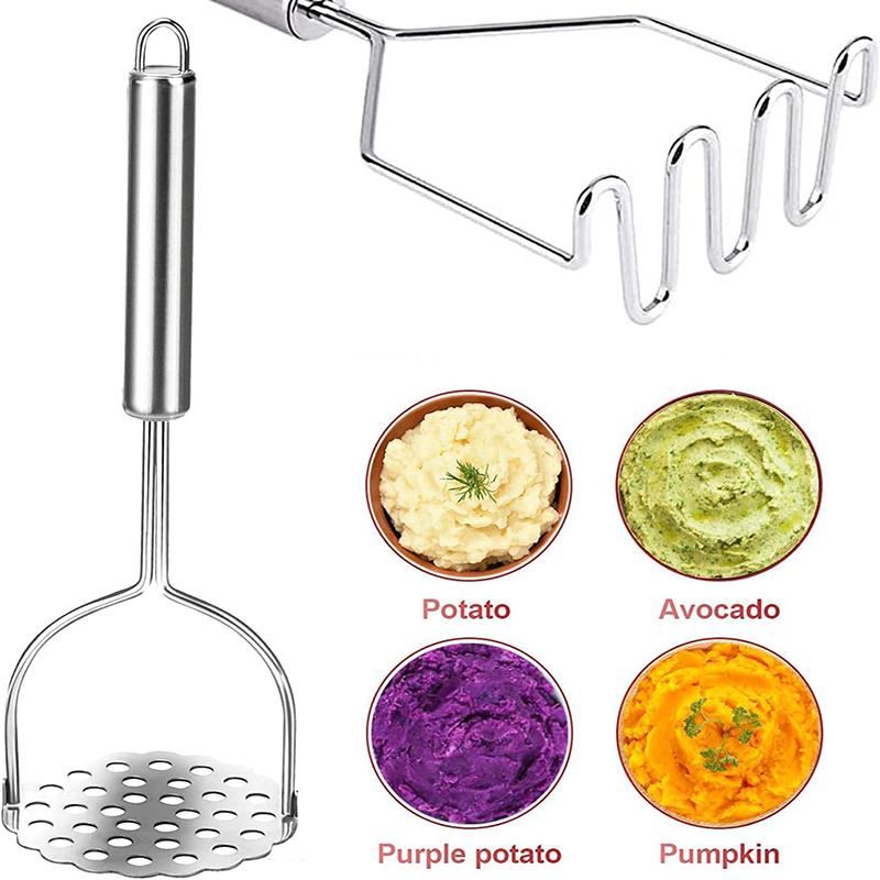 Stainless Steel Potato Masher Manual Potato Crusher Pusher Fruit Vegetable Pressure Mud Machine Potato Ricer Press Kitchen Tool