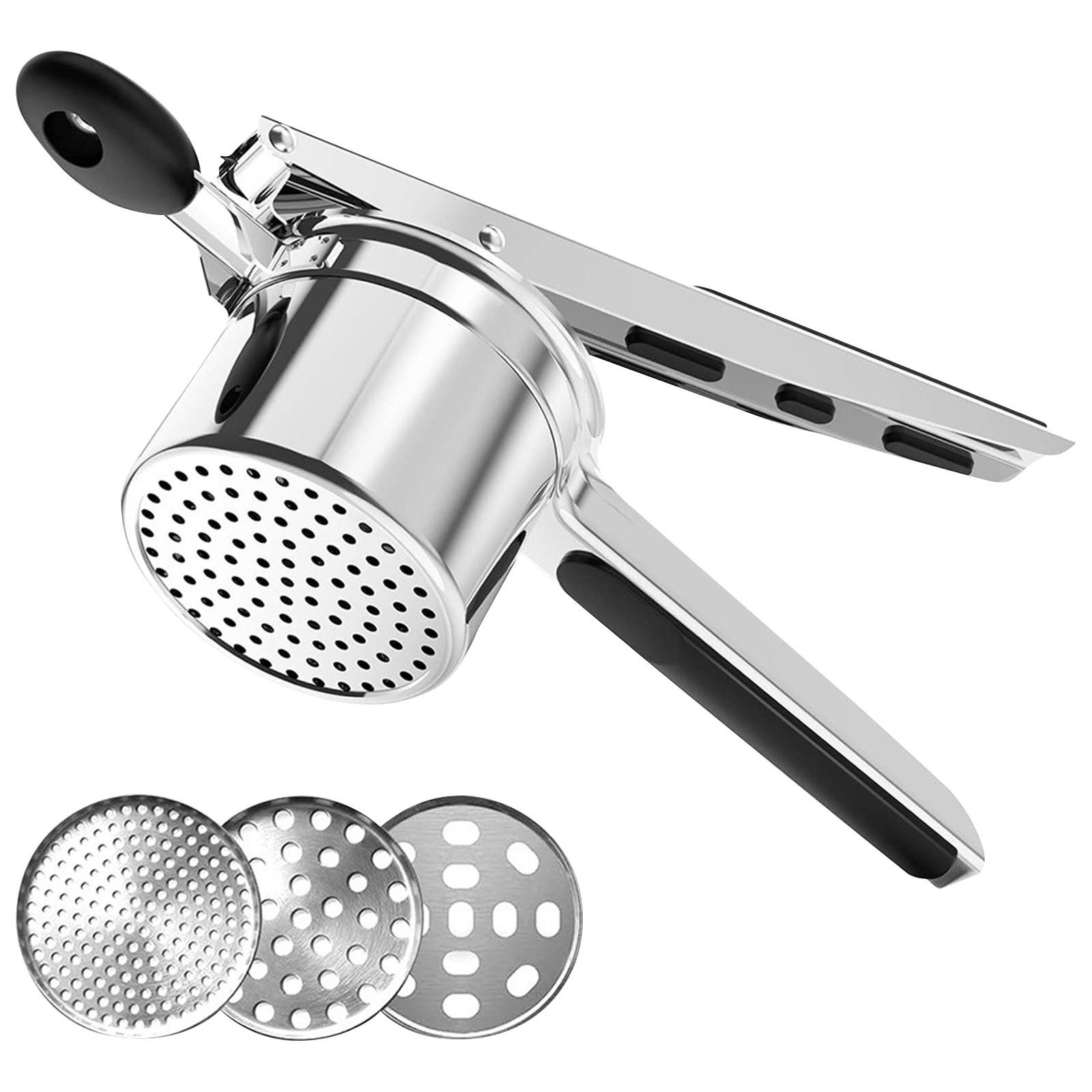 

Пресс для картофельного пюре с силиконовой ручкой - большой размер, толкушка для картофеля, сменные диски, кухонный гаджет, нержавеющая сталь, легко чистить, многоцелевой One Size