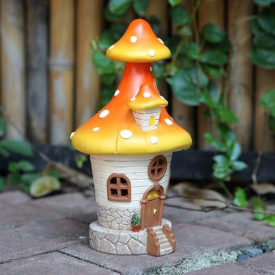Solare Gartendekorationen Harz Pilz Feenhaus Solarlaternen Außenstatuen Mit Integriertem Lichtsensor Für Geburtstag
