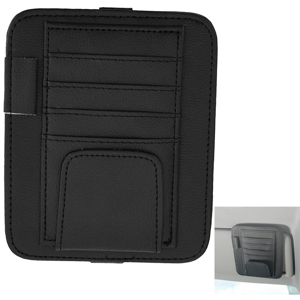 DYNAVERT Car Sun Visor Storage Multifunctional PU Holds and Easy Installation with Does Not Obstruct Visibility Pocket, Leather, Glasses/Sunglasses