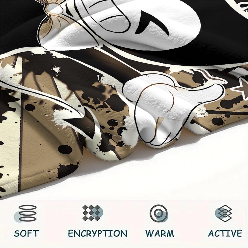 1Pc Bendy Print Flannel Blanket, High quality Comfortable for All Seasons, Home Decor, Warmth and Comfort, Perfect for Christmas Gifts