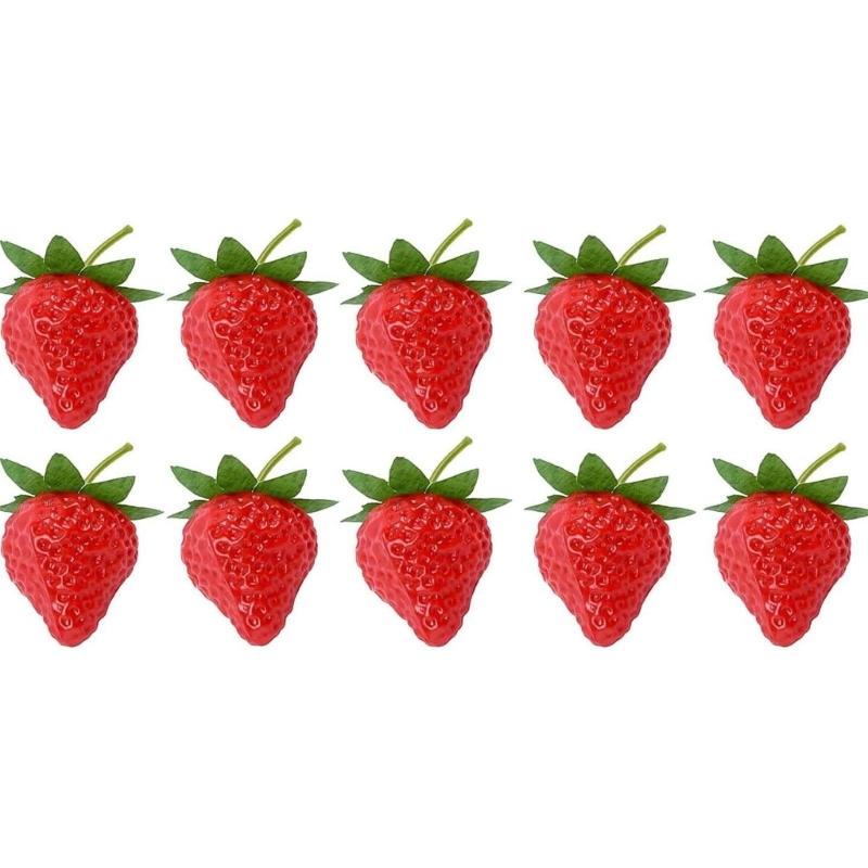 

10 Plastic Strawberry Replicas Centerpieces for Table Home Decoration Crafts Photography Props Party Supplies Set 1