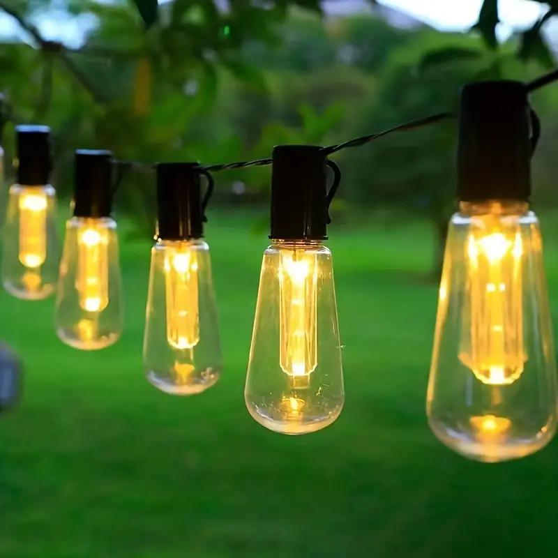Solar Powered LED String Lights Highlight Outdoor Shatterproof Big Bulbs Garden Holiday Decor Waterproof Lights Camping Light