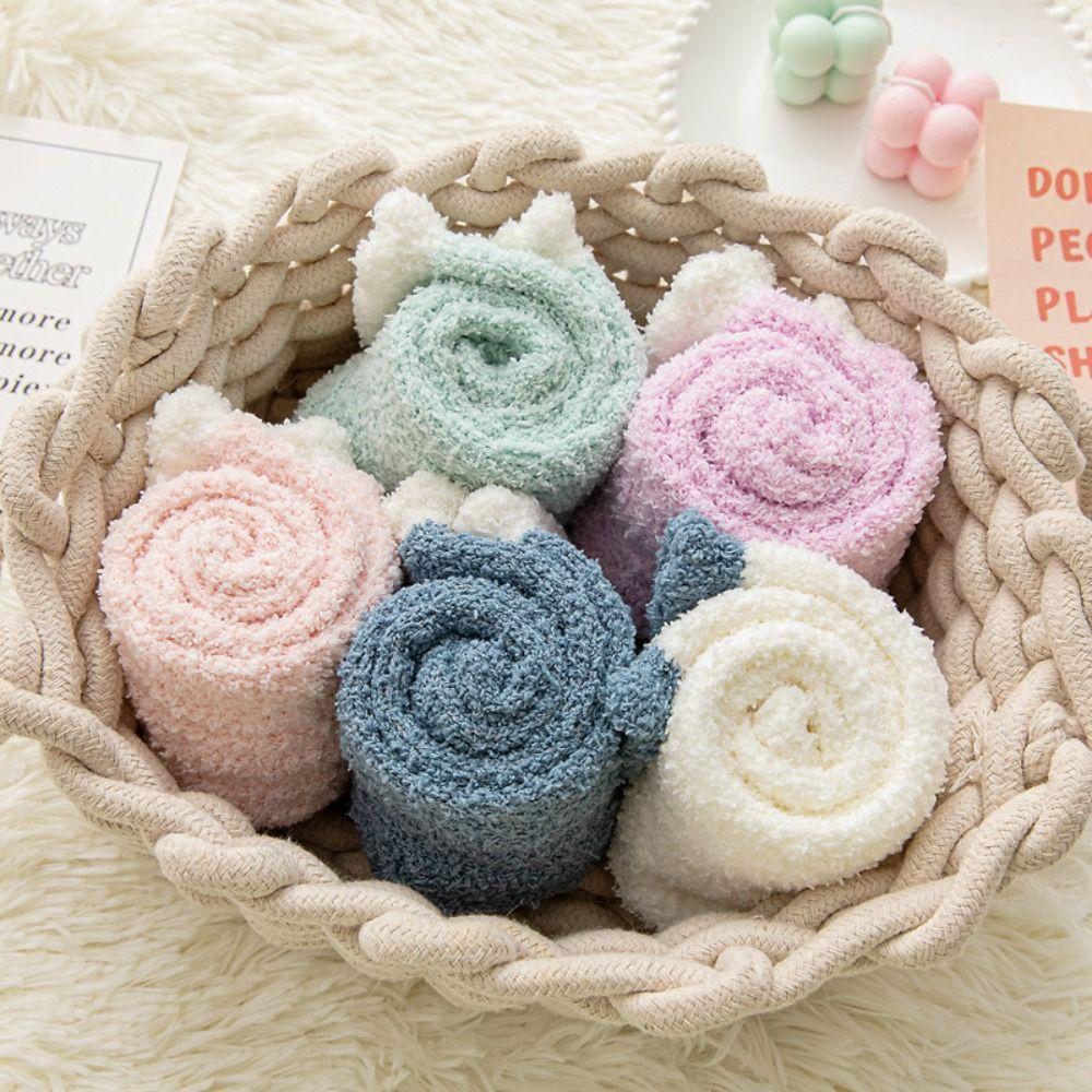 6Pairs Thicken Coral Fleece Socks Warm Sleeping Socks Women Sweet Winter Floor Socks  Girls