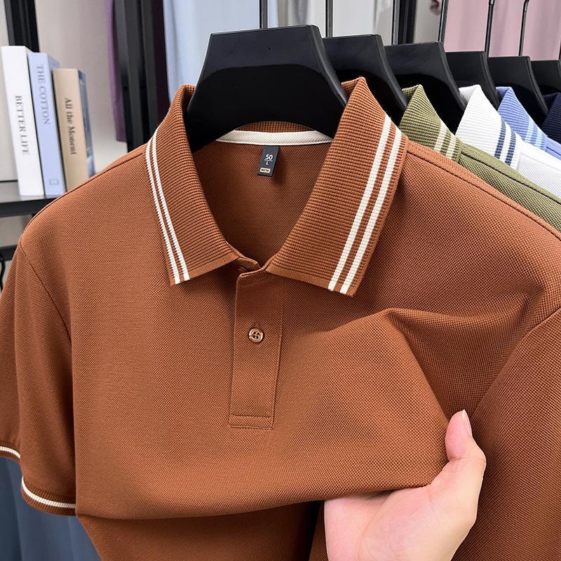Men s Short Sleeve T-Shirt Business Casual Breathable Lapel Collarpolo Loose Fit Versatile Top M