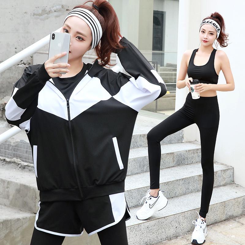 Women's Plus Size 5-Piece Yoga Set: Long Sleeve & Pants for Autumn/Winter Outdoor Gym Running