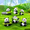 8PCS Micro Landscape Creative Cute Bamboo Panda Doll Gardening DIY Keychain Decoration Accessories Desktop Small Ornaments