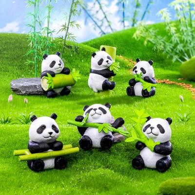 8 pezzi Micro paesaggio creativo carino bambù panda bambola giardinaggio fai da te portachiavi decorazione accessori desktop piccoli ornamenti