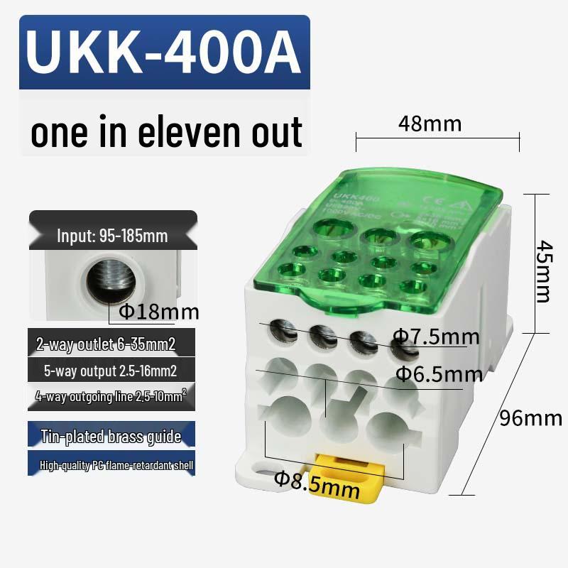 UKK Hochstrom-Anschlusskasten: Einpolige Schiene, Mehrfachausgangsverdrahtung