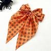 Halloween Hair Clip Silky Satin Bows for Women, Big Ribbon Bow Clips Girls, Hairstyle Accessory Oversized Long Tail Barrettes, Cute Ghost Bat
