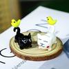 Glass Black Cat Miniature Tiny Colored Glass Cat Ornament Cute Mini Kitty Figurine for Desktop Bookshelf Fairy Garden Micro Landscape Decor