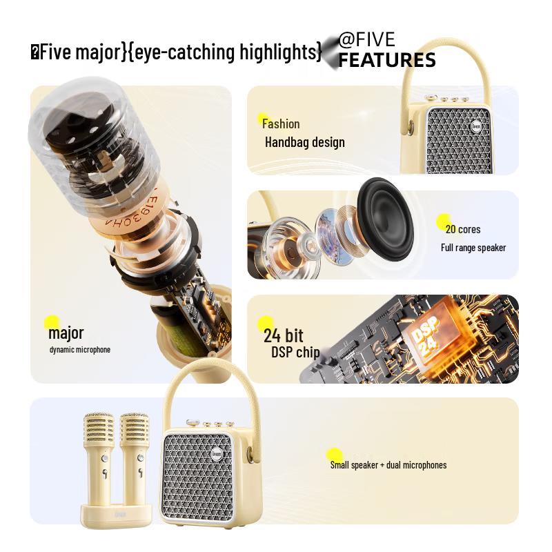 Divoom SongBird-SE Portable Karaoke Microphone & Bluetooth Speaker Set CN Plug (adapter Included)