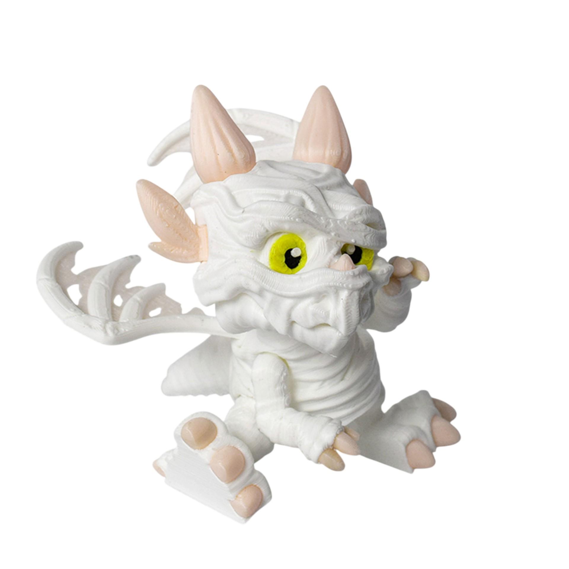 3D Printed Mummy Dragon Pendant Ornament White