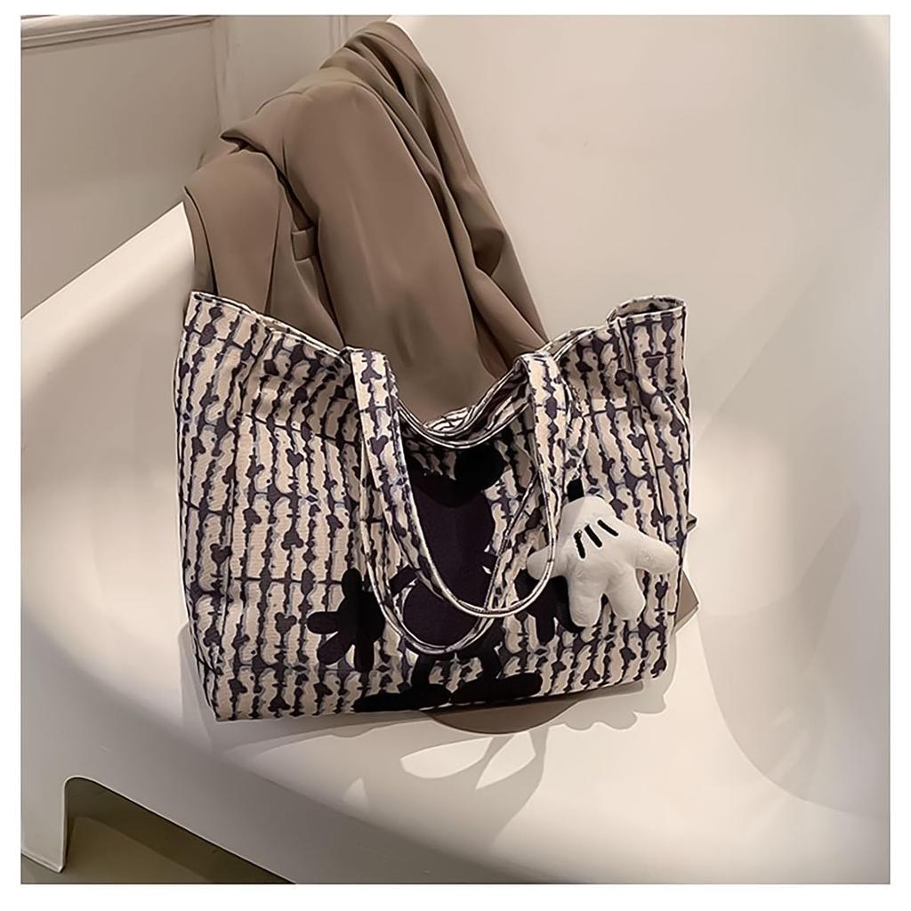 [hgTUP] Mickey und Minnie Maus Tragetasche, Canvas-Tragetasche, Großes Fassungsvermögen, Mickey Maus Umhängetasche, Canvas-Tragetasche, Minnie Maus Tragetasche mit Reißverschluss