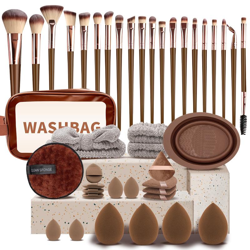 Professional 20-56PCS Makeup Brush Set Portable Storage Bag Soft Beauty Sponge Powder Puff Cosmetic Blending Brush Face Makeup Tools for Travel Daily