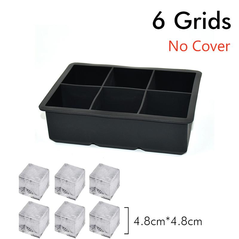 Ice Cube Tray Silicone Ice Mold Large Ice Cube Mold Square Ice Cube Maker Ice Cube Tray 4/6/8 Grid for Whiskey Cocktail Ice Mold