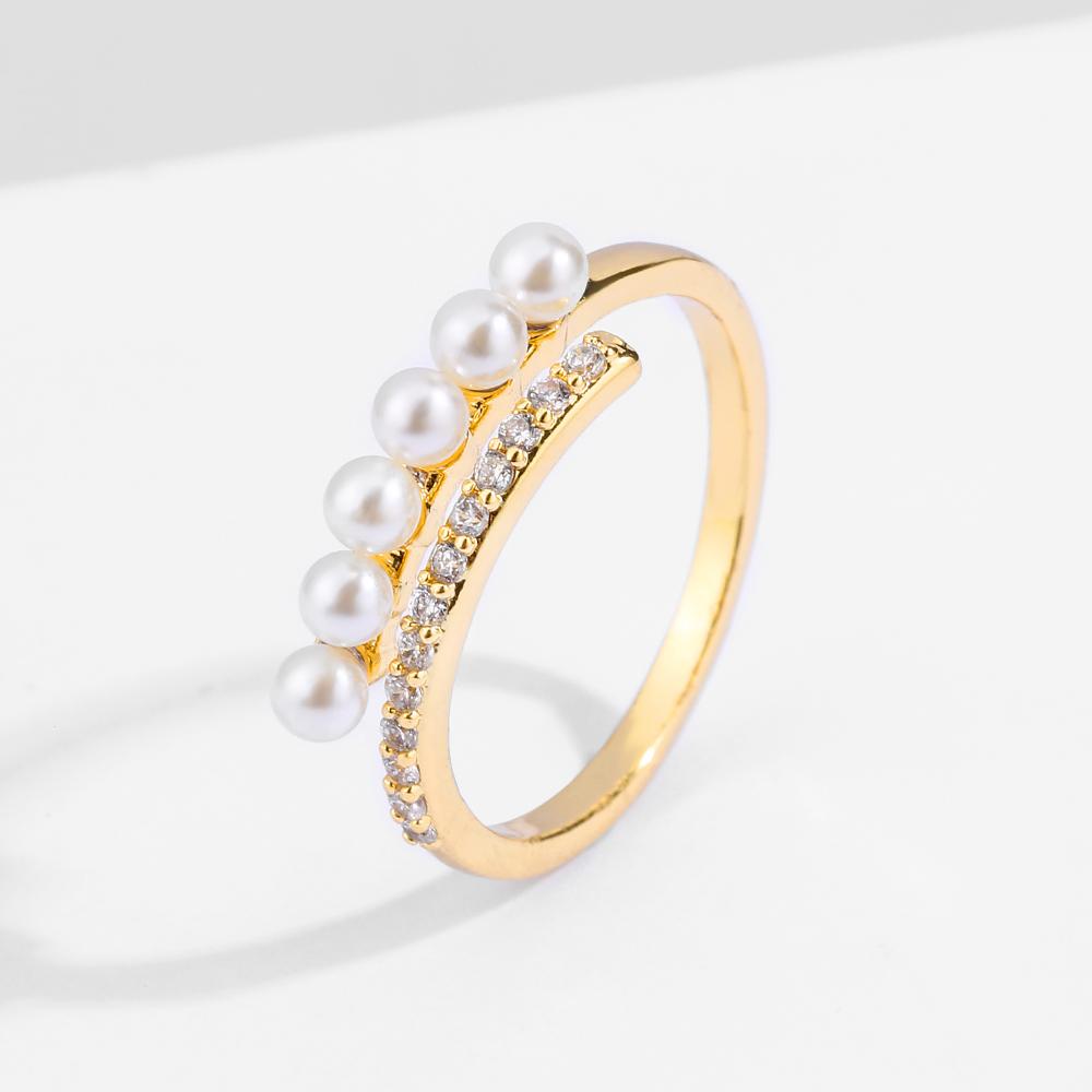 ZAKOL Korean Fashion Gold Color Round Small Zircon Open Ring Shiny Zircon Minimalist Women Daily Accessories
