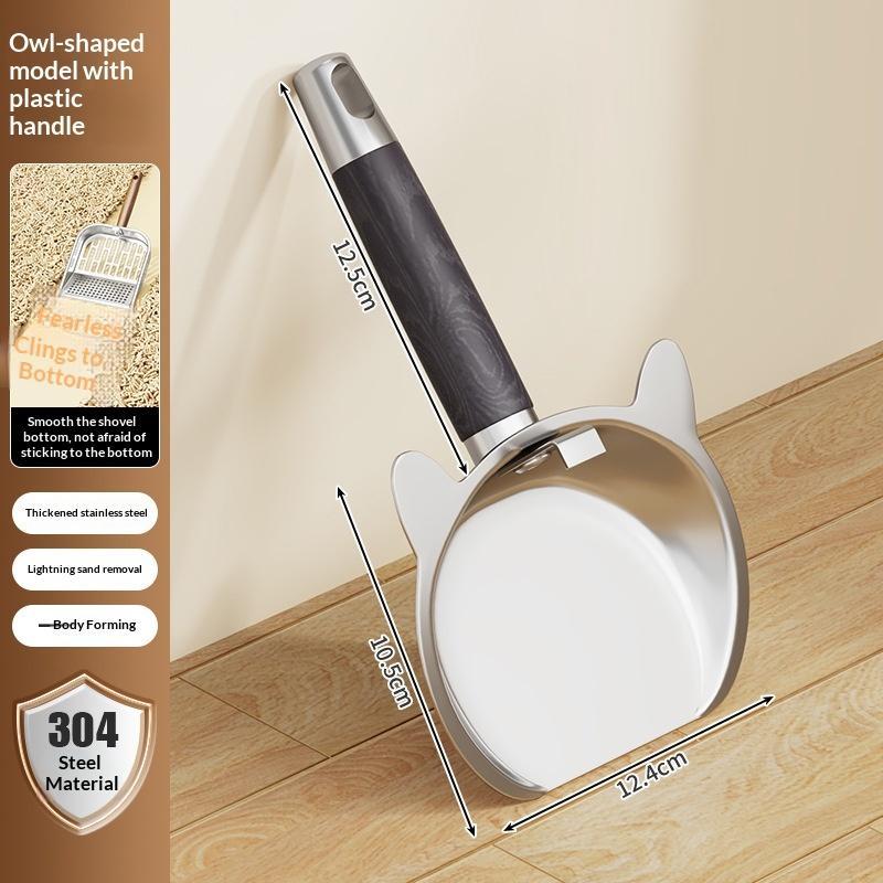 Stainless Steel Cat Litter Scoop Long Handle Pet Waste Shovel Cleaning Tool For Tofu Sand Litter Box Cats Supplies