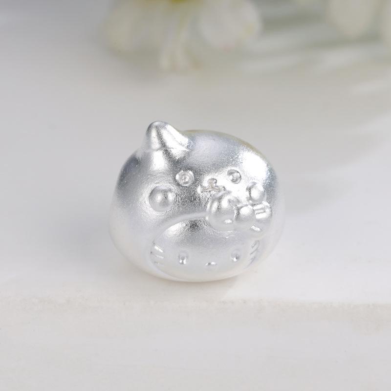 Sterling Silver 999 Hello Kitty Beaded Hand-Woven Lucky Charm Jewelry