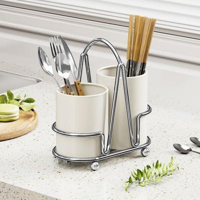 Carbon Steel Chopsticks Storage Box Large Capacity Countertop Type Cutlery Storage Rack Detachable Space Saving Utensil Holder