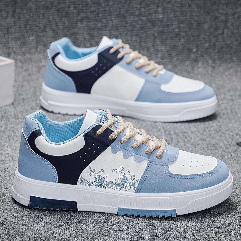 Men's Breathable White Shoes, Trendy and Versatile, Thick Soled Sports and Leisure Board Shoes, Trendy Shoes