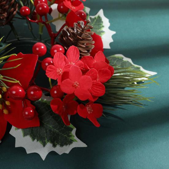 Christmas Candle Ring Mini Pine Leaf Candle Wreath Festive Seasonal Candle Holder Ring Farmhouse