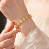 2026 European and American Round Sugar Cube Yellow Zircon Full Diamond Bracelet Women's Fashion Versatile Personality Temperament Gold Yellow Diamond