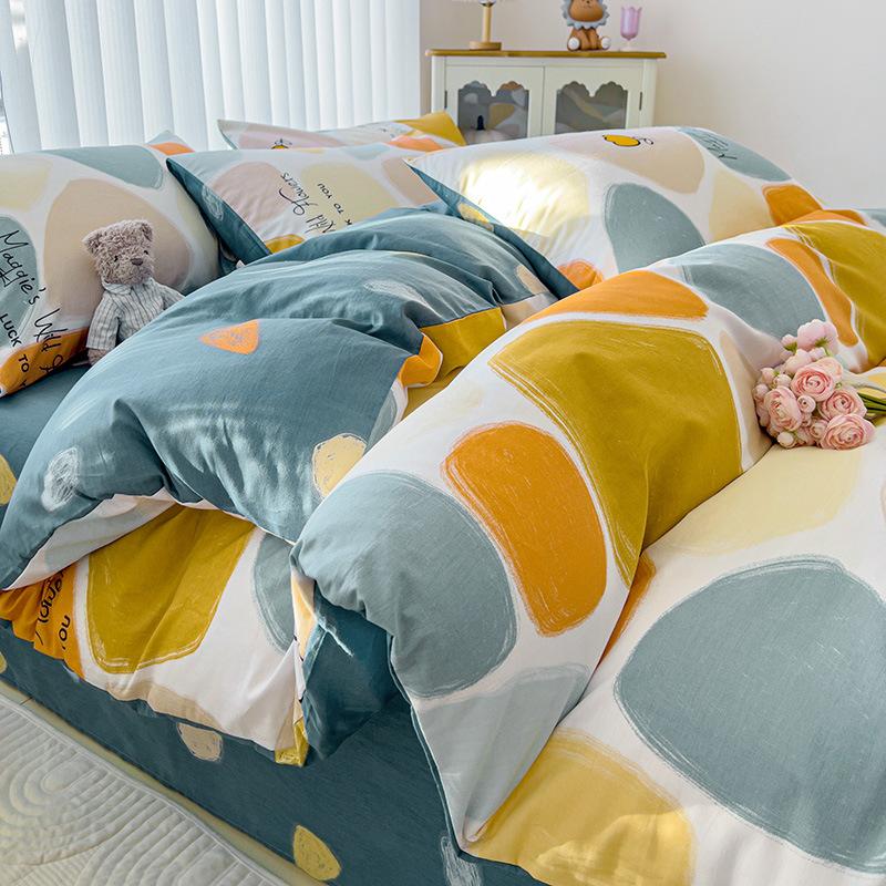 Vierteiliges Set aus reinem Baumwollbett, Baumwollbettwäsche, Bettbezug, Bettlaken, dreiteiliges Schlafsaalset