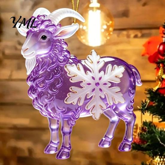 Holiday Party Ornaments Christmas Acrylic Goat Ornament, Sheep Hanging Decoration for Xmas Tree, Shaped Ornament 2D Flat Animal Pendant Festive Decor