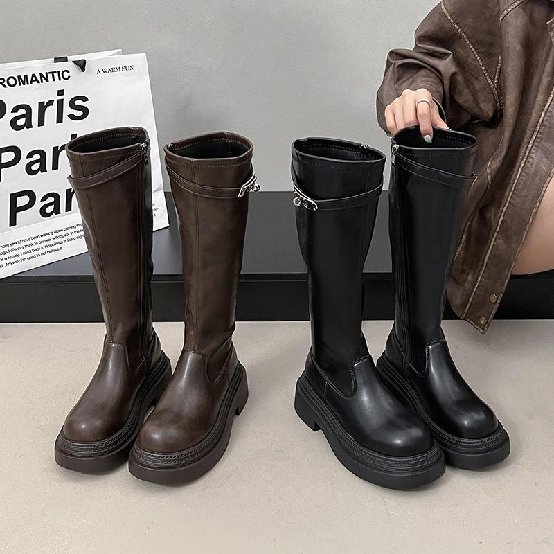 [Fanfna] Long Boots 2025 Autumn New High-end Lock Versatile Thick-soled Height-increasing and Thin Knight Boots
