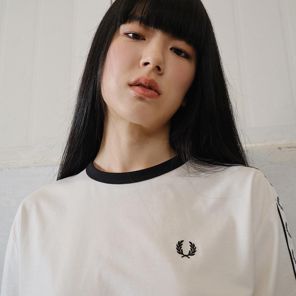 Fred Perry [Womens] Tape Long Sleeve T-Shirt - Snow White Afpf2531109-129
