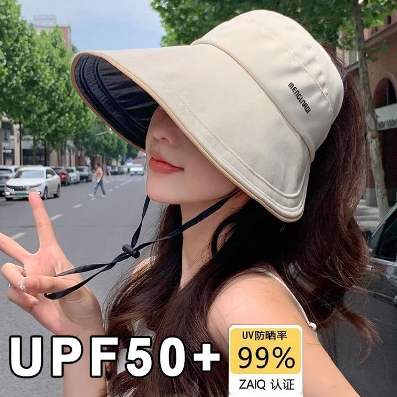 New summer sunscreen hat women's foldable sunshade bucket hat cycling anti-purple line empty top sun hat