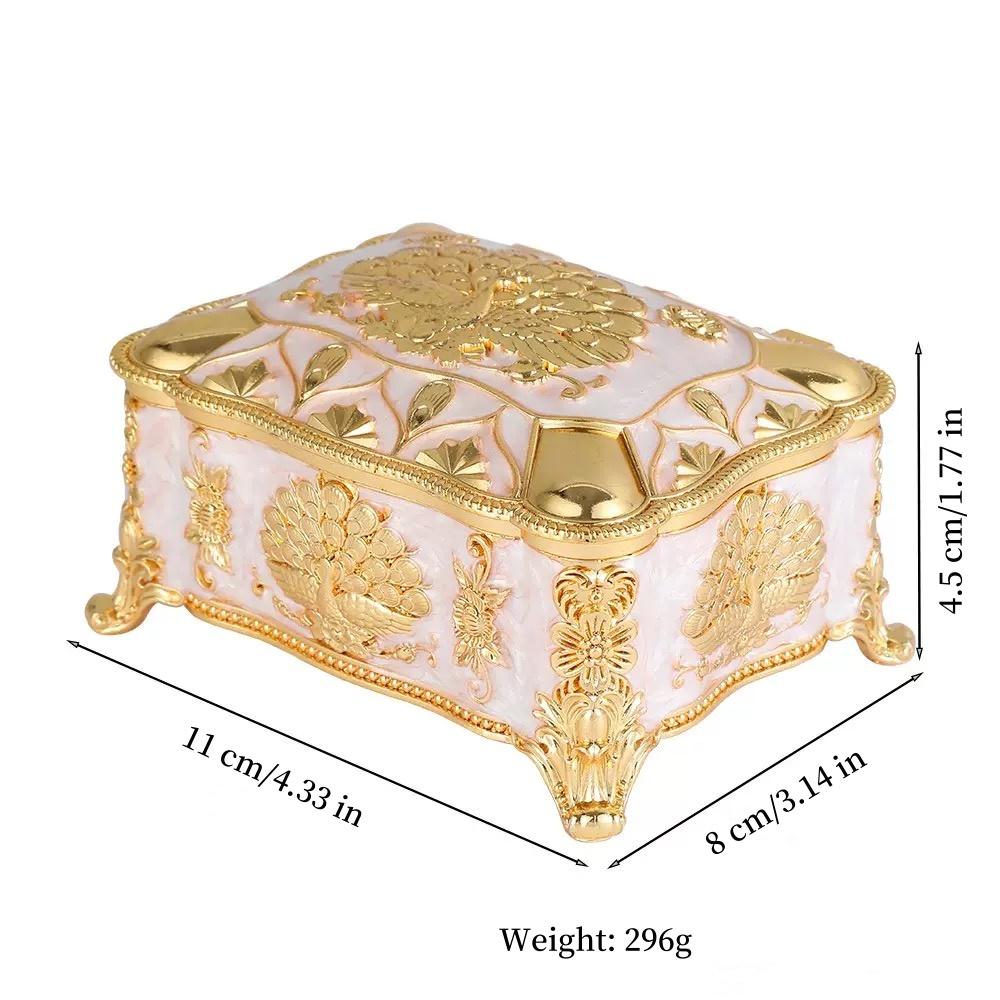 Portable Mini Jewelry Storage Box Travel Organizer Jewelry Case Alloy Storage Earrings Necklace Ring Organizer Display European