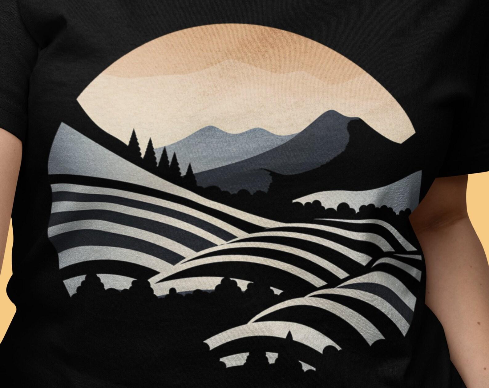 Mountain View T-Shirt: Nature Landscape Cotton Tee S