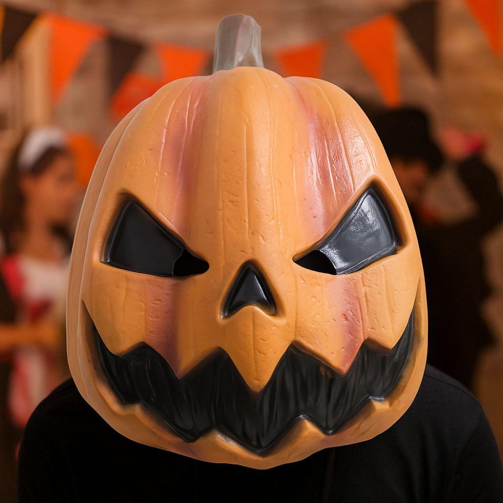 Latex Halloween Pumpkin Head Mask Novelty Trick or Treat Jackolantern Mask Breathable Head Cover Scary Pumpkin Mask