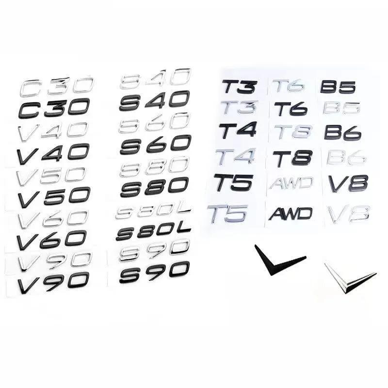3D Car Sticker XC90 AWD D2 D3 D4 D5 D6 D7 T8 V8 Displacement Emblem  Rear Badge Decal For Volvo V40 V60 S60 C30 S90 Accessories