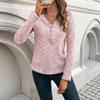 2025 V-neck Button-Decorated Long-Sleeve Women's Pullover T-shirt - Fashionable & Versatile for Spring/Autumn/Winter 