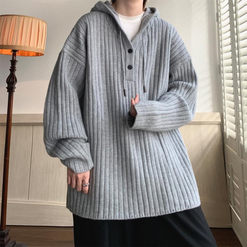 Hooded Sweater, Men's Autumn and Winter Ins, Gentle Wind, Soft and Waxy Short Jacket, Loose and Lazy Warm Knit