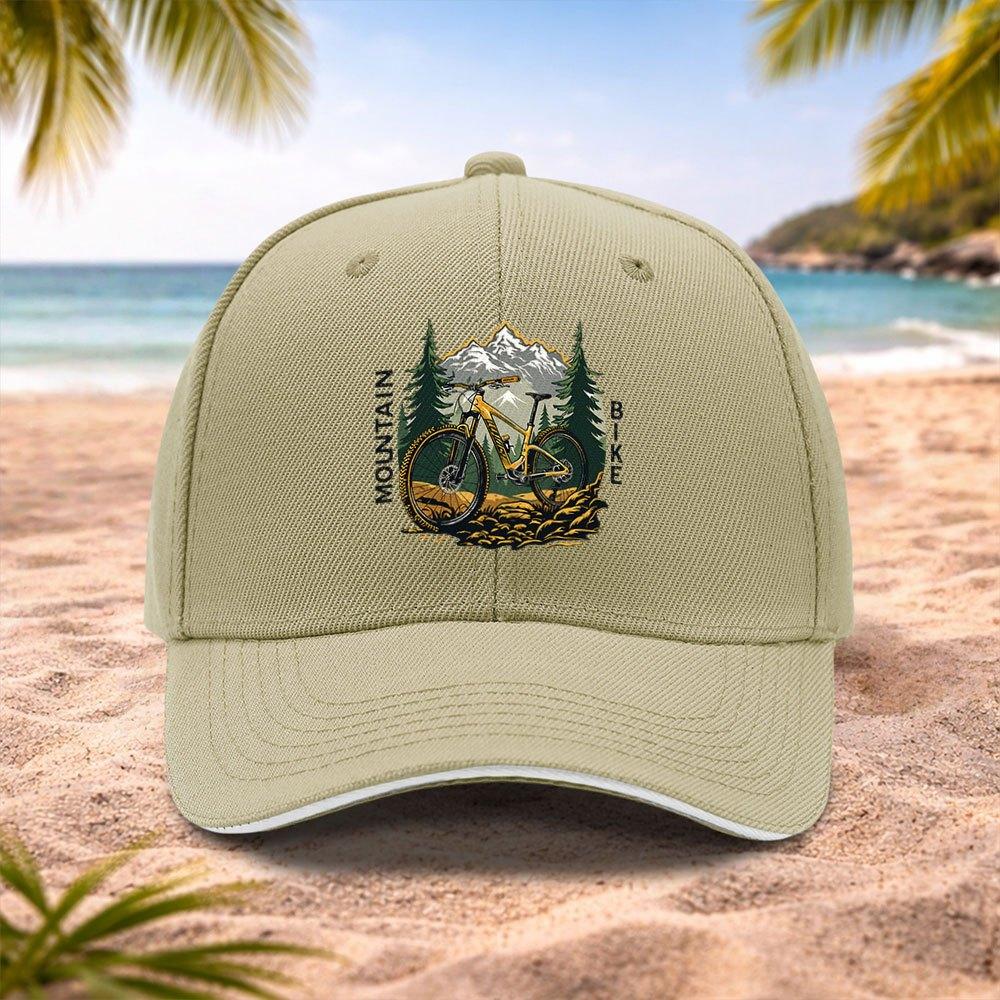 Mountain Bike Pattern Baseball Cap Lightweight Adjustable Unisex for Running Fitness Outdoor