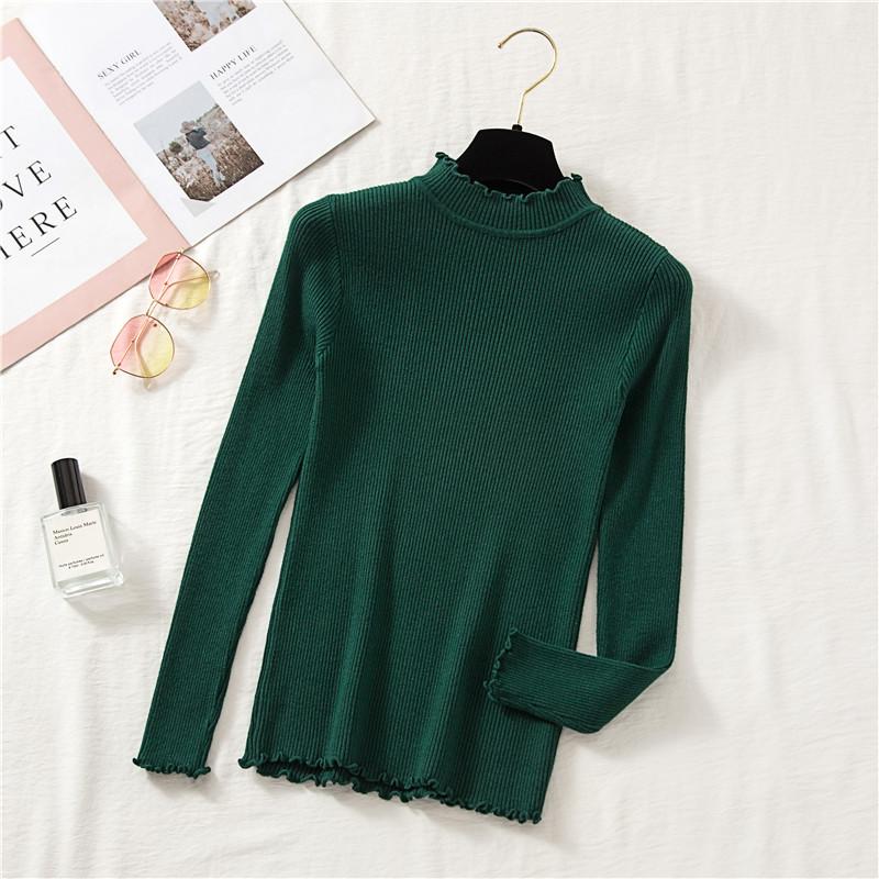 

Осенне-зимний однотонный повседневный вязаный свитер для женщин, модный приталенный свитер с полувысоким воротом, женские свитера, элегантные теплые джемперы 24844 One Size темно-зеленого
