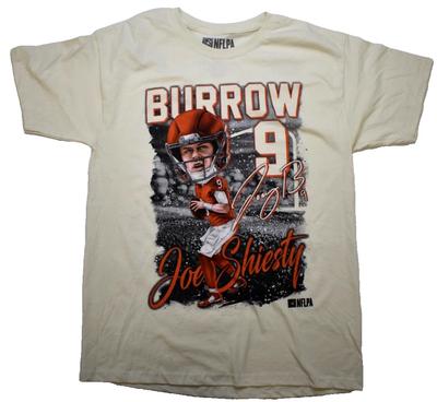 NFLPA Cincinnati Bengals Joe Burrow Joe Shiesty Camiseta para Hombre Color Crema Nueva XS-3XL