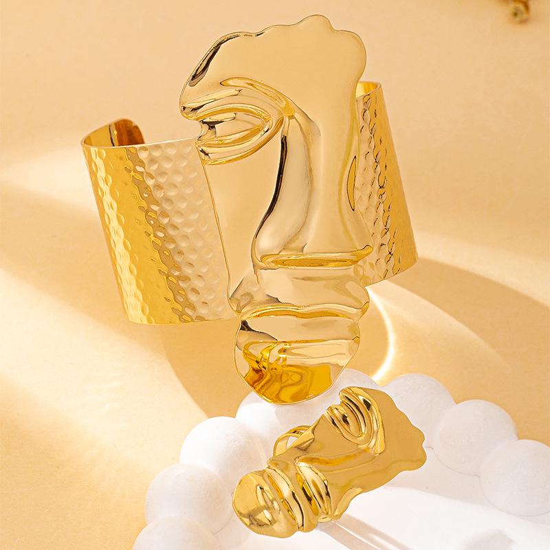 Ensemble Bracelet & Bague Portrait Visage Femme Élégant Haut de Gamme