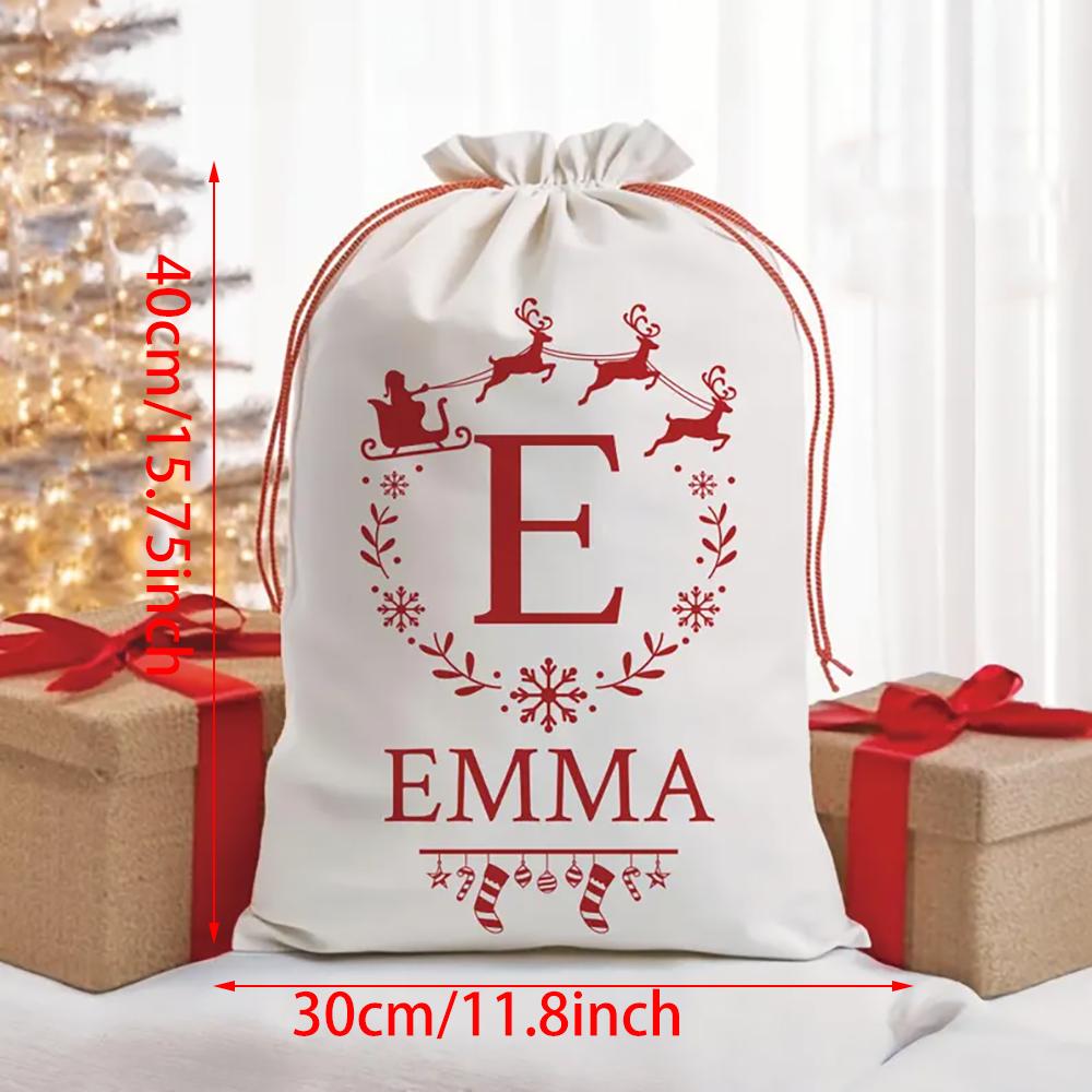 Personalized Christmas Holiday Gift Bag Red Plaid Santa Hat Gift Bag Custom Presents Packaging Sack Santa Christmas Stocking