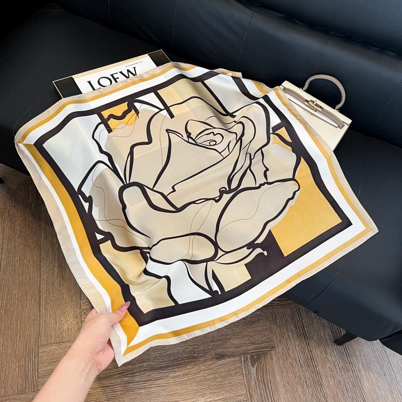 Mother's Day Silk Scarf Muse Festival Gift Simulation Silk Silk Scarf Premium Spring and Summer Square Scarf 71 Silk Decorative Small Scarf