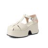 Krazing Pot Polyurethane Spring Summer Size 43 Size 42 Prints Women Platform Women Round Toe Buckle Straps Waterproof Sandals