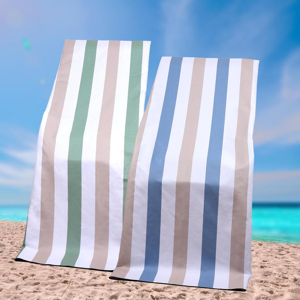 Doppelseitiges Samt-Streifen-Strandtuch - Schnelltrocknend & Saugfähig zum Schwimmen und Sonnenbaden