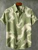 Men's Abstract Marble And Natural Print Casual Shirt, Breathable Top For Summer Vacation Party Travel And Daily Wear