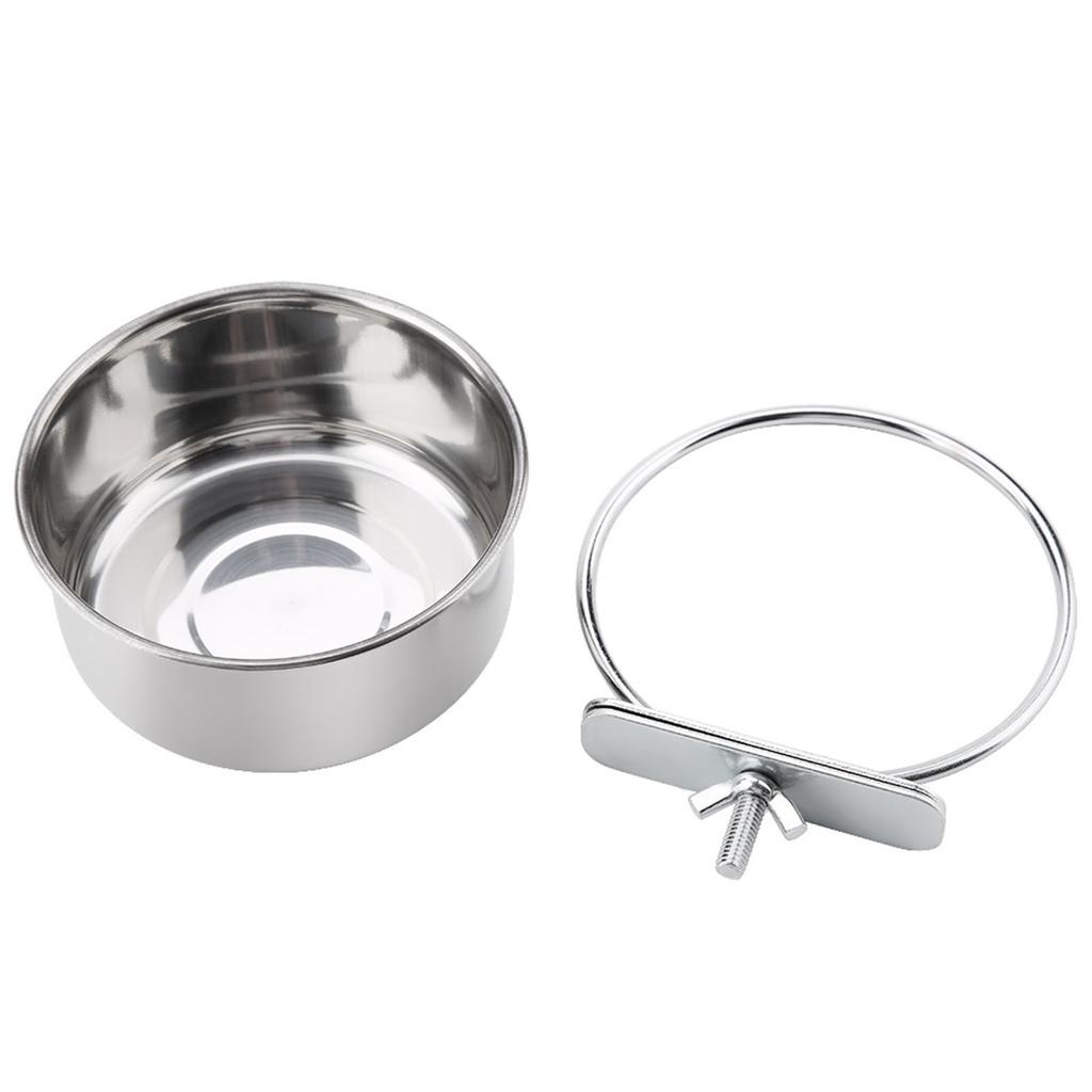 Stainless Steel Food Water Feeding Bowl Parrot Parakeet Feeder Bird Cage Accessory