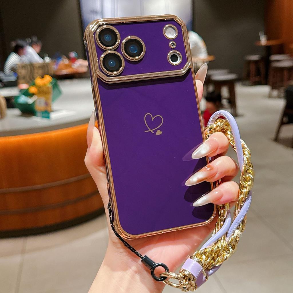 Applicable To iPhone11Promax Large Window Electroplating Mobile Phone Case Apple 11 Anti-drop Double Love Belt Lanyard