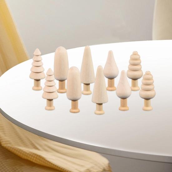 10Pcs/Set Wood Ornaments Multiple Styles No Glitch Eco-friendly Creative Anti-deformation DIY Round Corners Kids Toy Mushroom Ornaments Home
